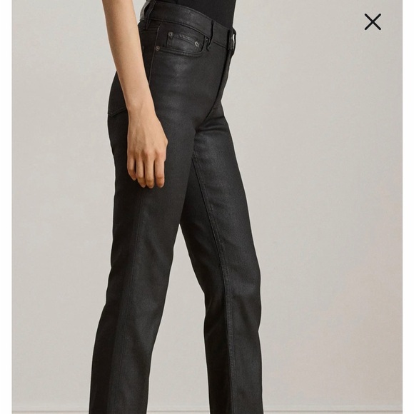 Ralph Lauren Women's COATED Black Straight Leg Jeans - Picture 2 of 7